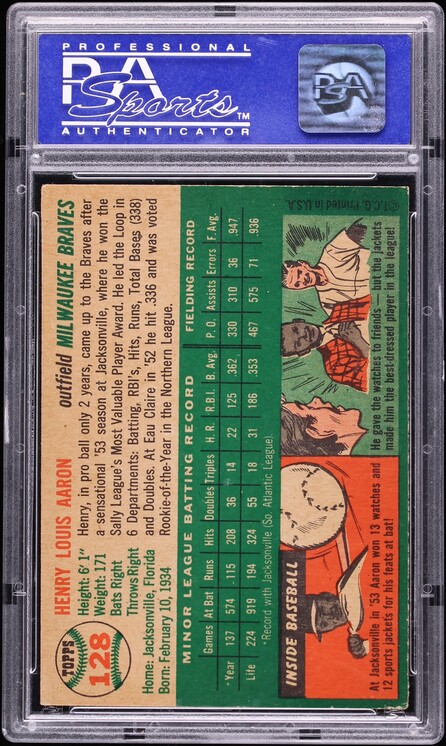 1954 Topps Hank Aaron ROOKIE #128 PSA 6 EXMT