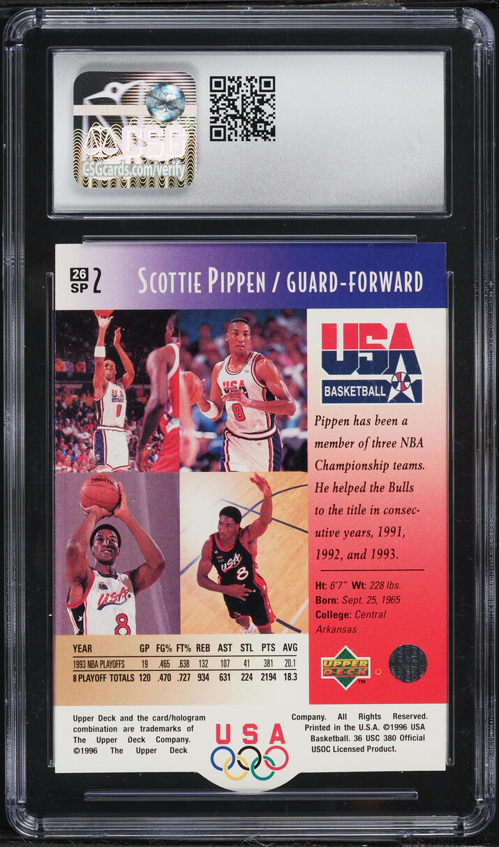 1996 Upper Deck USA Scottie Pippen #26 CSG 9.5 MINT+