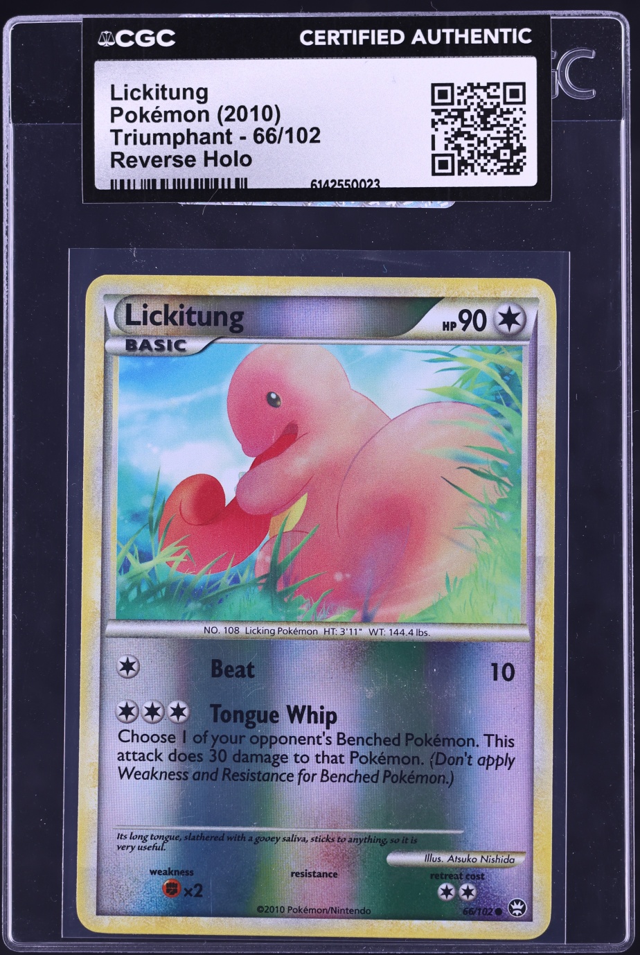 2010 Pokemon HGSS Triumphant Reverse Holo Lickitung #66 CGC AUTH