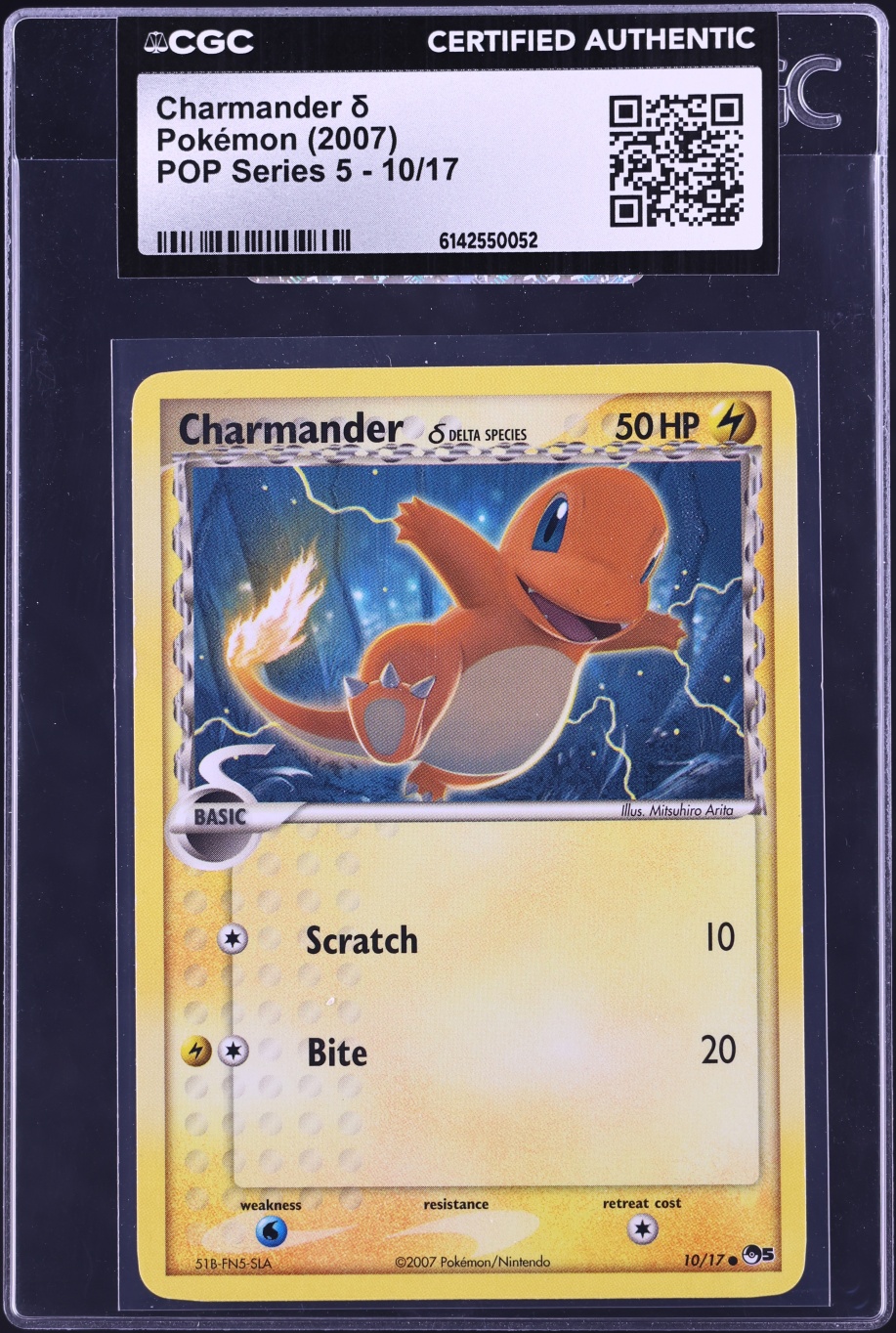 2007 Pokemon POP Series 5 Charmander #10 CGC AUTH