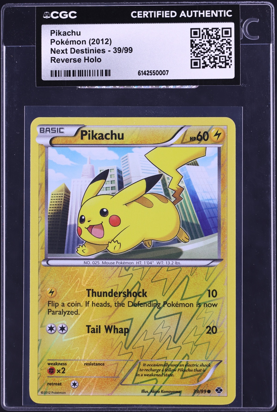 2012 Pokemon BW Next Destinies Reverse Holo Pikachu #39 CGC AUTH