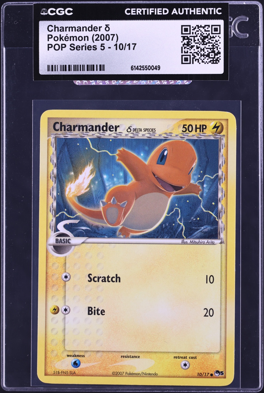 2007 Pokemon POP Series 5 Charmander #10 CGC AUTH