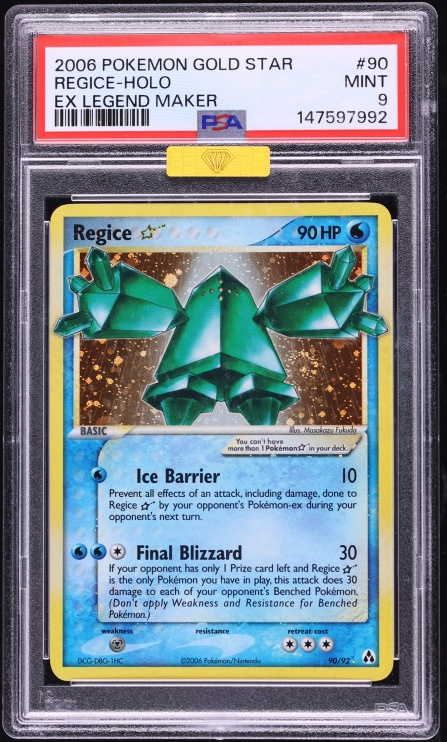 2006 Pokemon EX Legend Maker Holo Regice Gold Star #90 MBA PSA 9 MINT