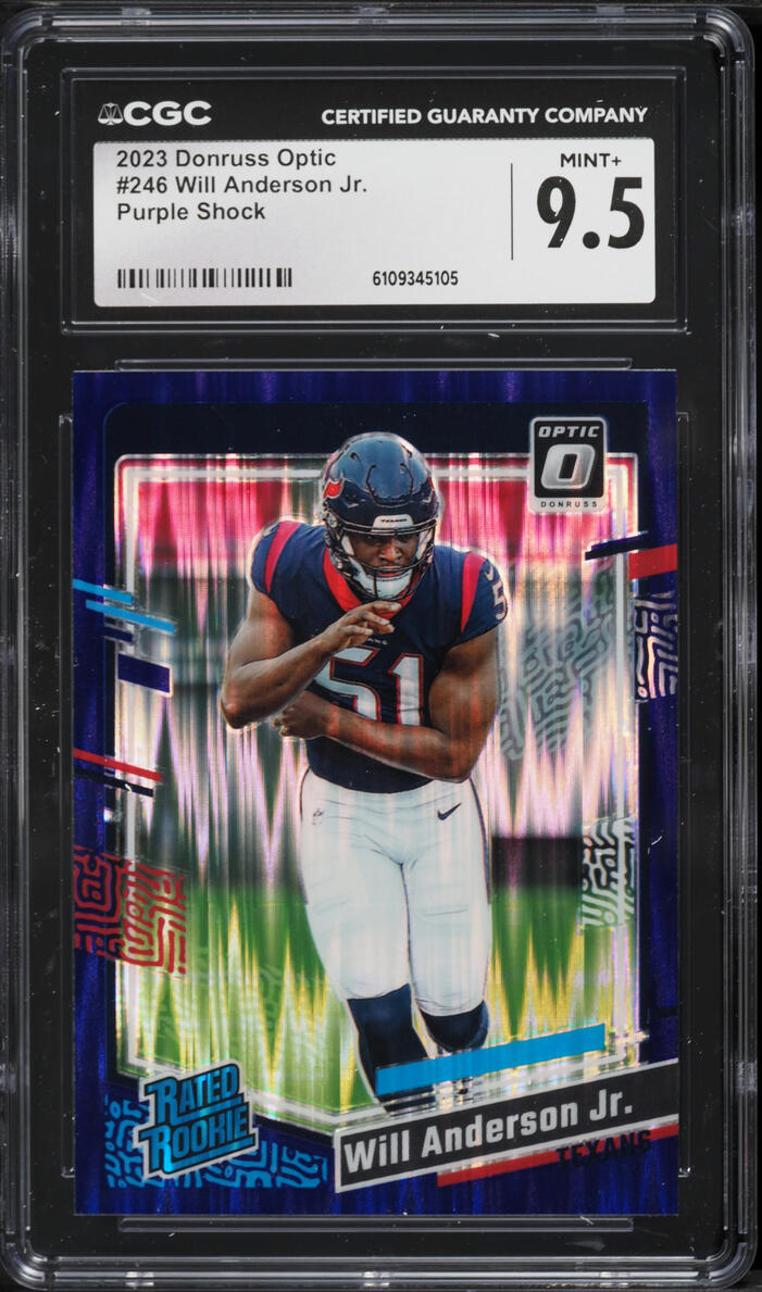 2023 Donruss Optic Purple Shock Will Anderson Jr. ROOKIE #246 CGC 9.5 MINT+