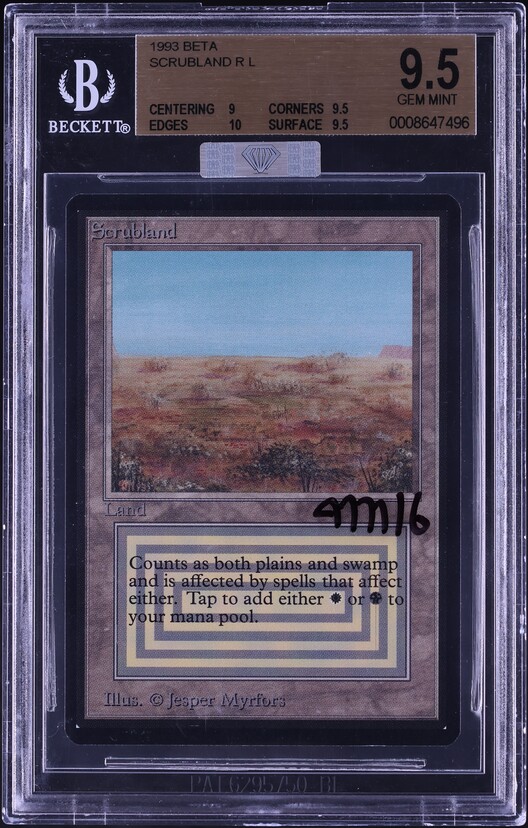 1993 Magic The Gathering MTG Alpha Dual Land Scrubland BGS 8.5 NM