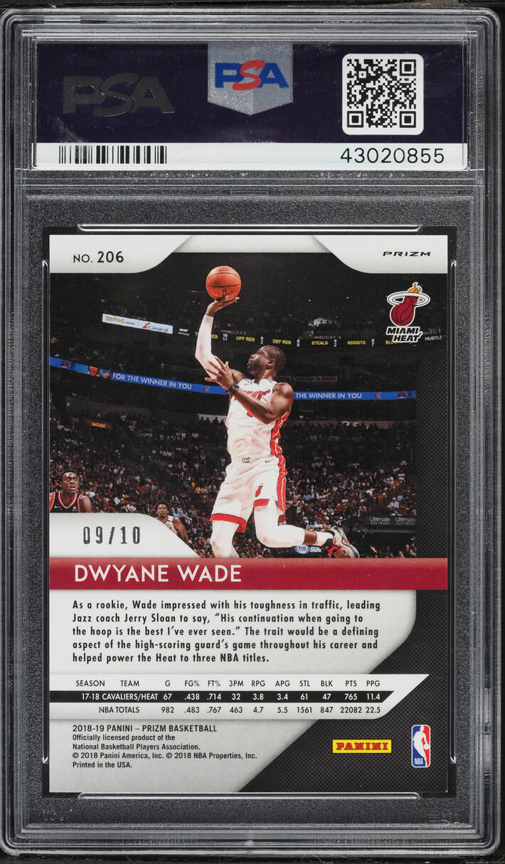 2018 Panini Prizm Gold Dwyane Wade /10 #206 PSA 10 GEM MINT