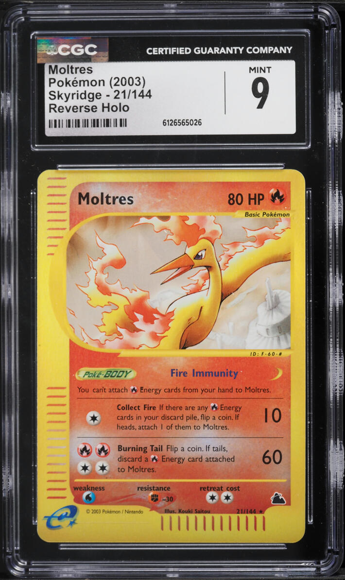 2003 Pokemon Skyridge Reverse Holo Moltres #21 CGC 9 MINT