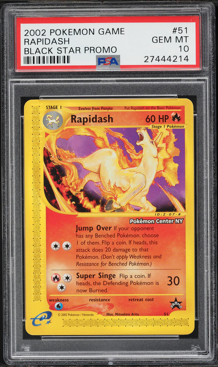 2002 Pokemon Black Star Promo Pokemon Center New York Rapidash #51 PSA 10 GEM MINT