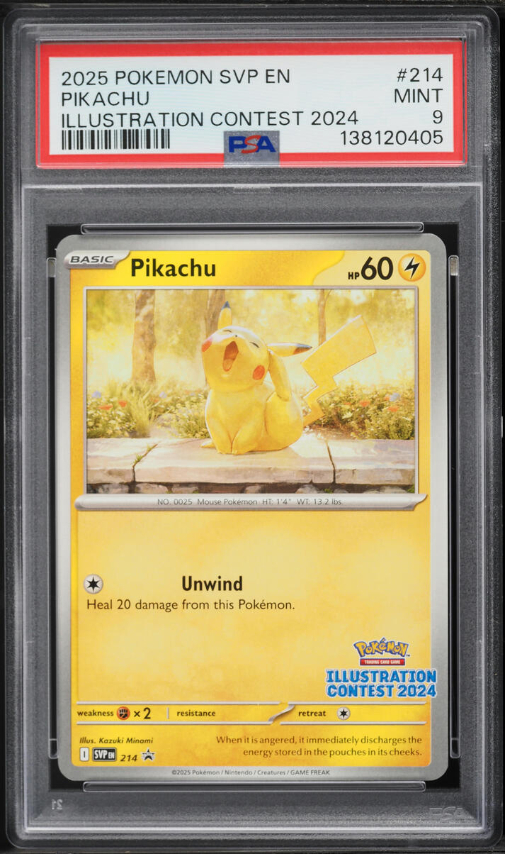 2025 Pokemon Scarlet & Violet Promo Illustration Contest Pikachu #214 PSA 9 MINT