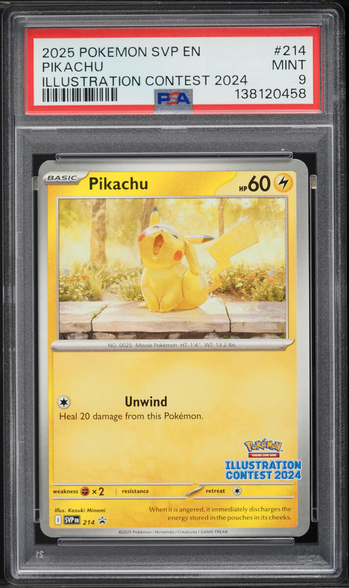 2025 Pokemon Scarlet & Violet Promo Illustration Contest Pikachu #214 PSA 9 MINT