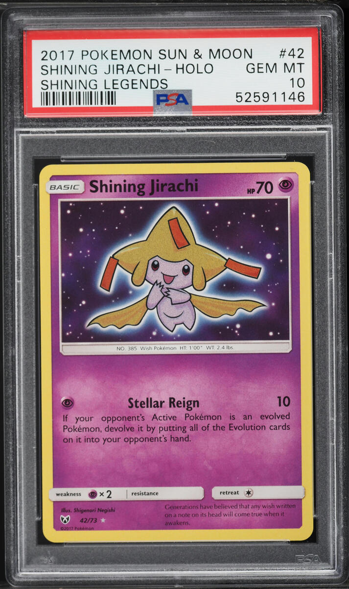 2017 Pokemon Sun & Moon Shining Legends Holo Shining Jirachi #42 PSA 10 GEM MINT