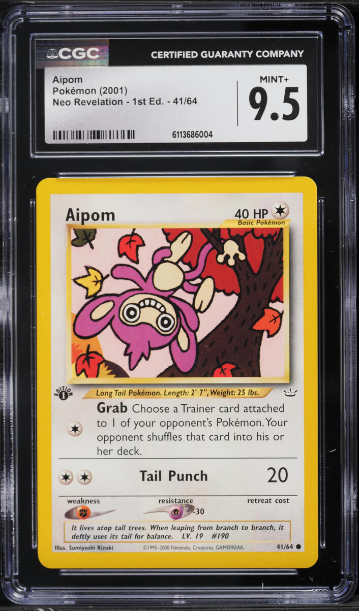 2001 Pokemon Neo Revelation 1st Edition Aipom #41 CGC 9.5 MINT+