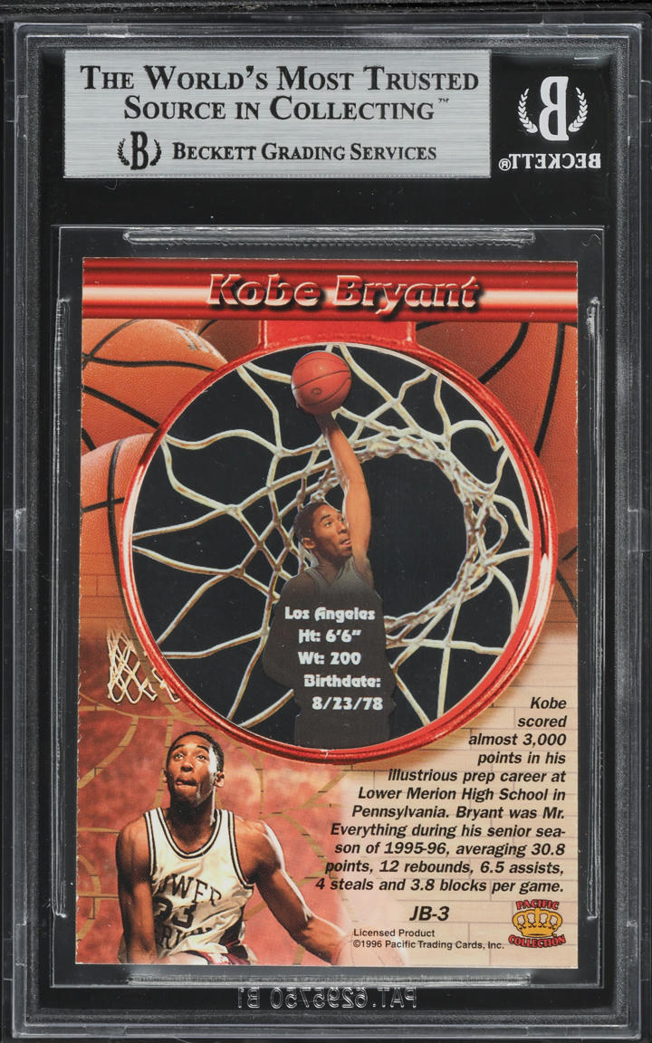 1996 Pacific Power Prisms Jump Ball Kobe Bryant ROOKIE #JB-3 BGS 8.5 NM-MT+