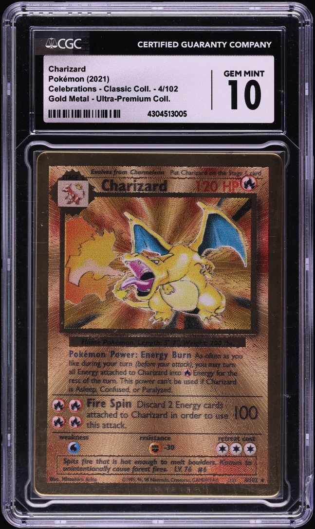 2021 Pokemon Sword & Shield Celebrations Ultra Premium Gold Metal Charizard #4 CGC 10 GEM MINT