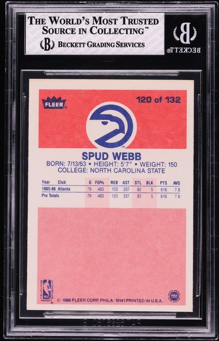 1986 Fleer Basketball Spud Webb ROOKIE #120 BGS 8 NM-MT