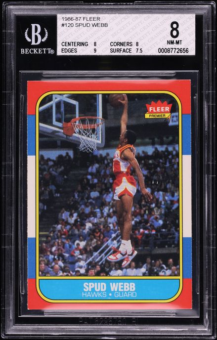 1986 Fleer Basketball Spud Webb ROOKIE #120 BGS 8 NM-MT