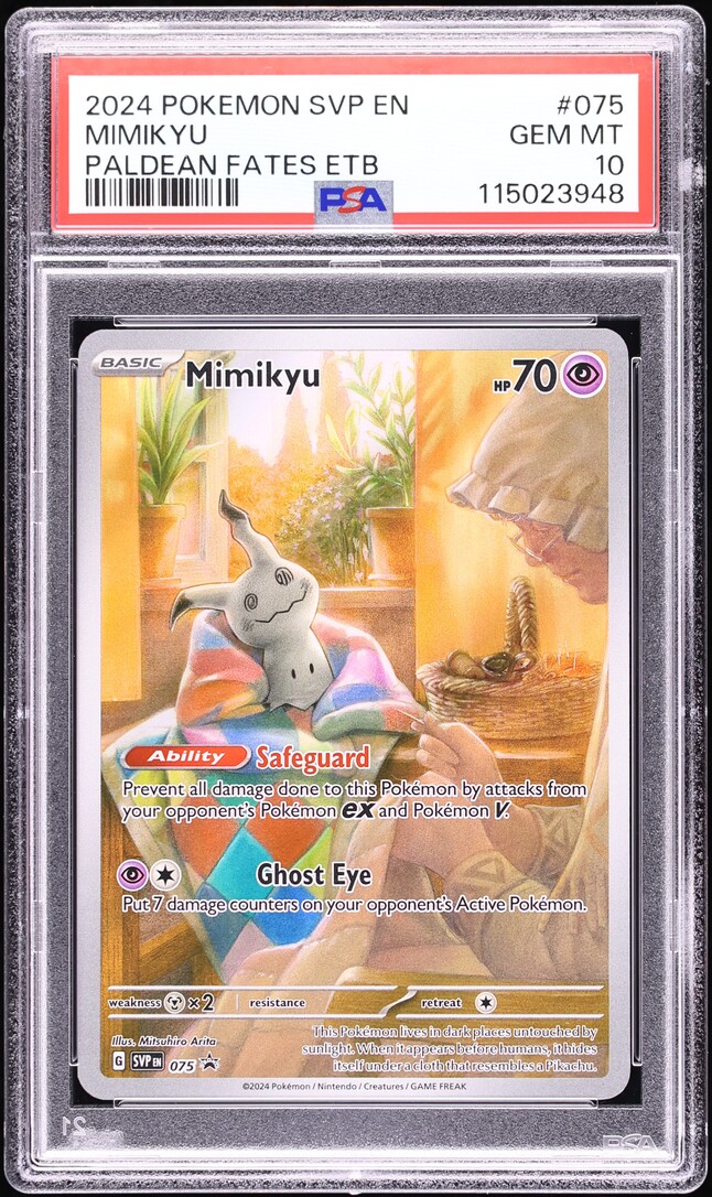 2024 Pokemon SV Black Star Promo Paldean Fates ETB Mimikyu #75 PSA 10 GEM MINT