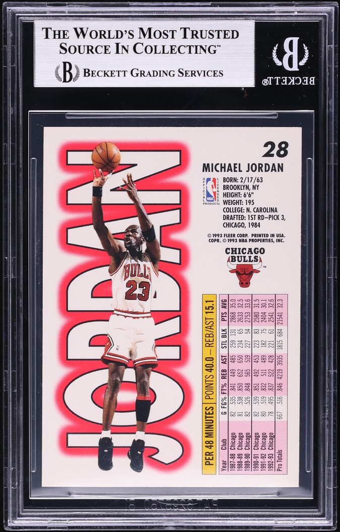 1993 Fleer Basketball Michael Jordan #28 BGS 8 NM-MT