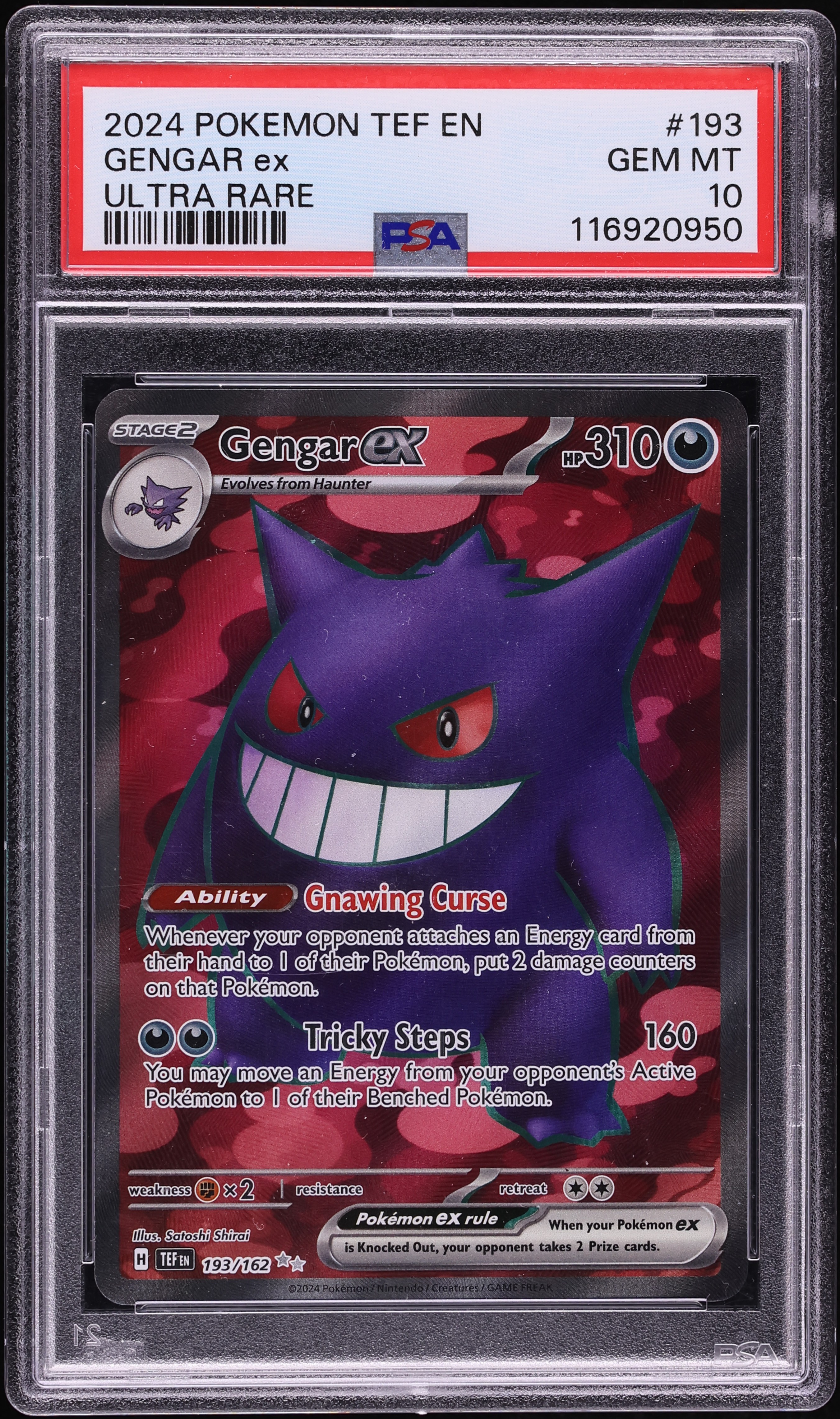 2024 Pokemon Scarlet & Violet Temporal Forces Full Art Gengar ex #193 PSA 10 GEM MINT