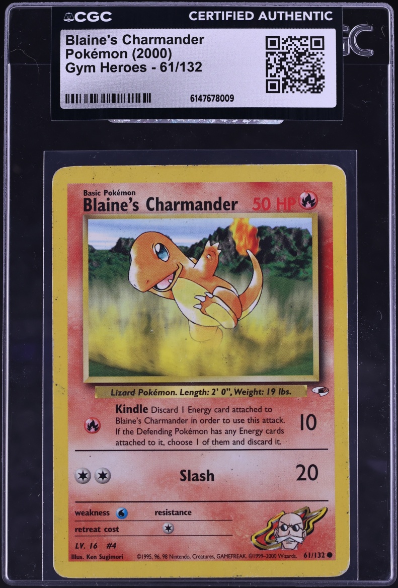 2000 Pokemon Gym Heroes Blaine's Charmander #61 CGC AUTH