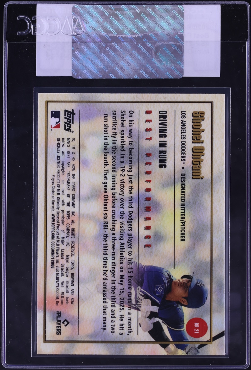 2025 Bowman's Best Best Performances Mini-Diamond Refractor Shohei Ohtani #BP-21 CGC AUTH