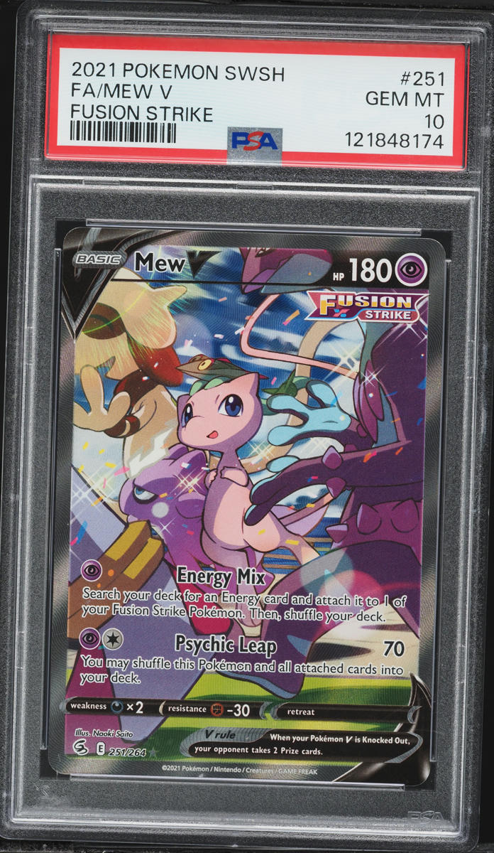 2021 Pokemon Sword & Shield Fusion Strike Full Art Mew V #251 PSA 10 GEM MINT