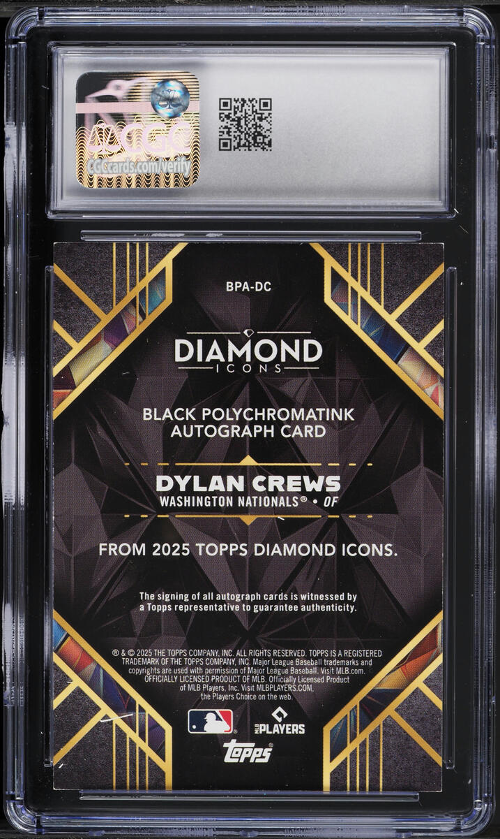 2025 Topps Diamond Icons Black PolychromatINK Gold Ink Dylan Crews ROOKIE AUTO /10 CGC 7.5