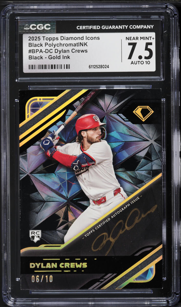 2025 Topps Diamond Icons Black PolychromatINK Gold Ink Dylan Crews ROOKIE AUTO /10 CGC 7.5