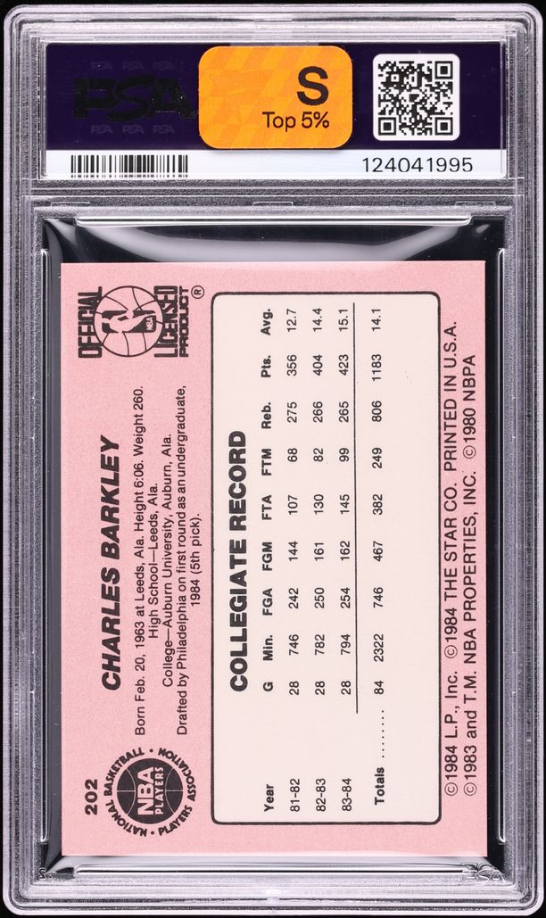 1984 Star Basketball Charles Barkley ROOKIE #202 PSA 8 NM-MT