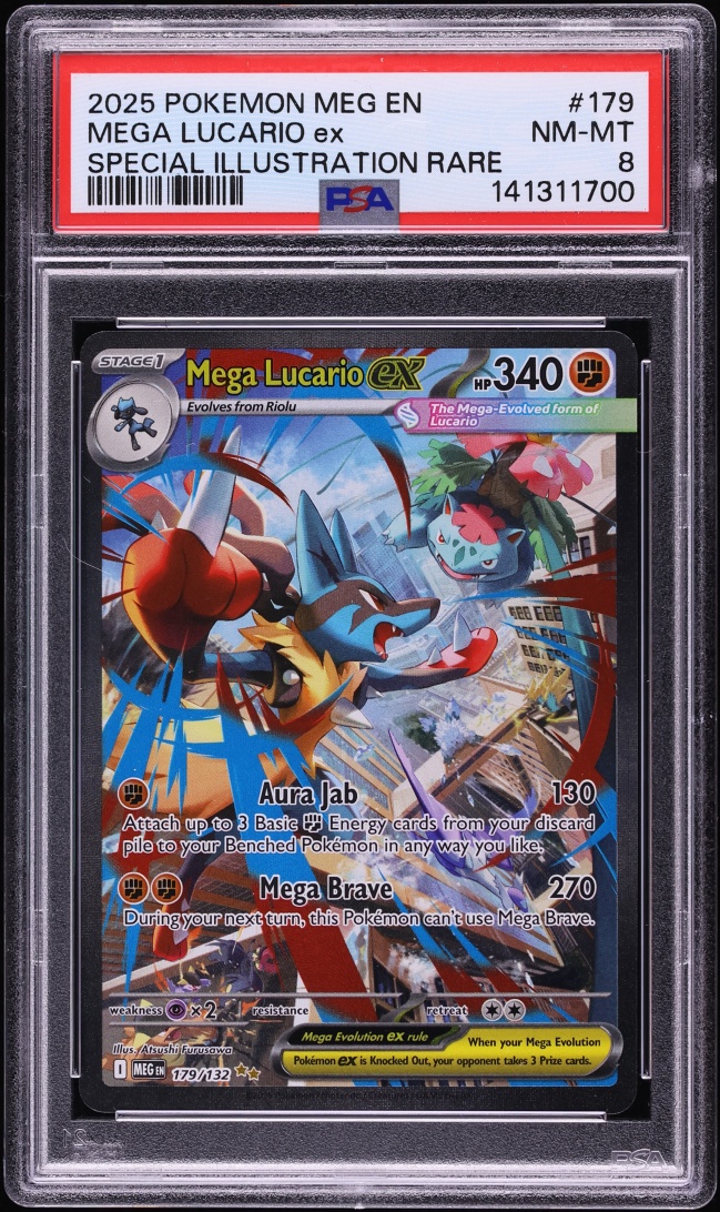 2025 Pokemon Mega Evolution SIR Mega Lucario ex #179 PSA 8 NM-MT