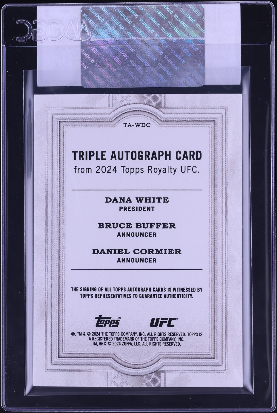 2024 Topps Royalty UFC Triple Platinum White Buffer Cormier AUTO 1/1 CGC AUTH