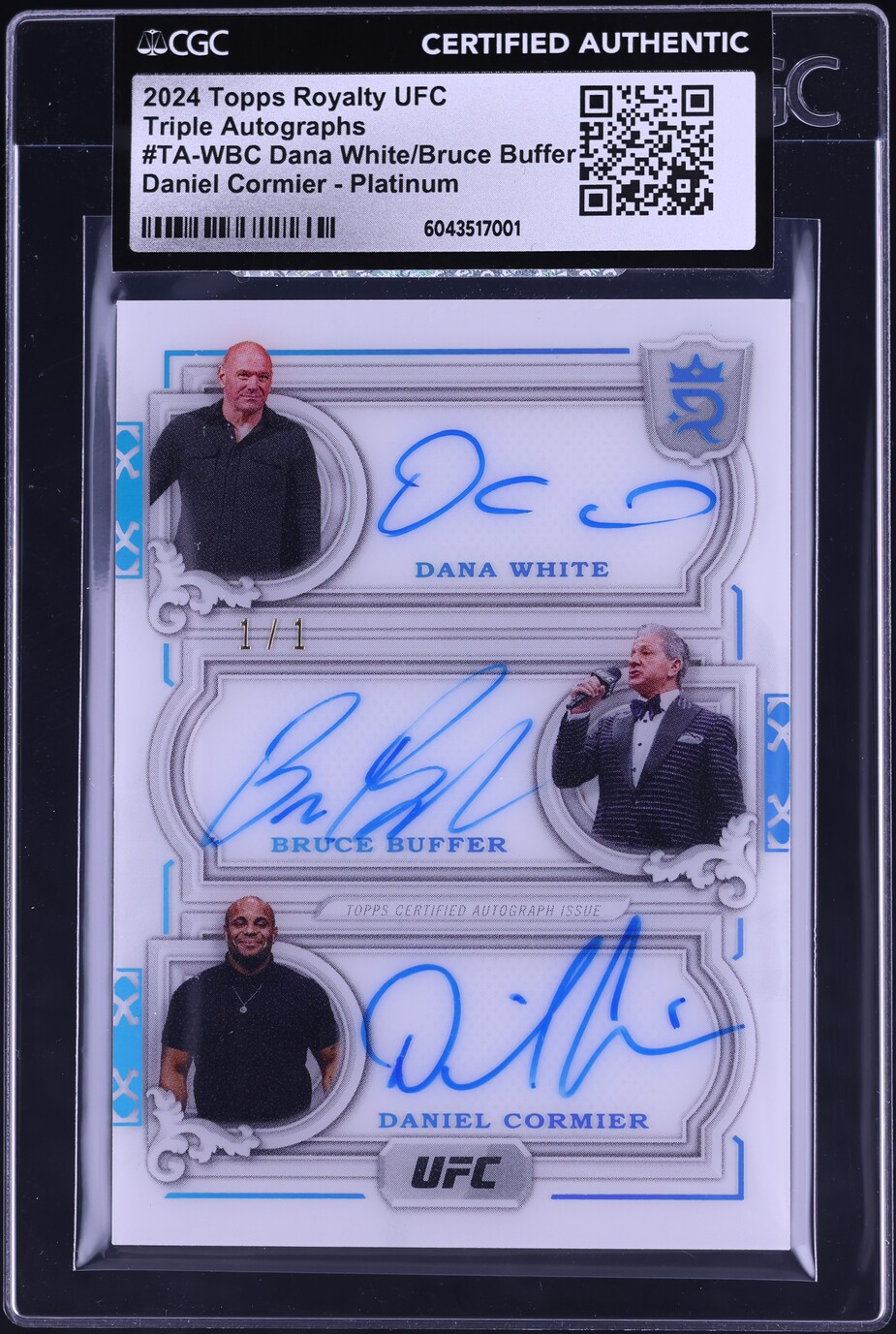 2024 Topps Royalty UFC Triple Platinum White Buffer Cormier AUTO 1/1 CGC AUTH