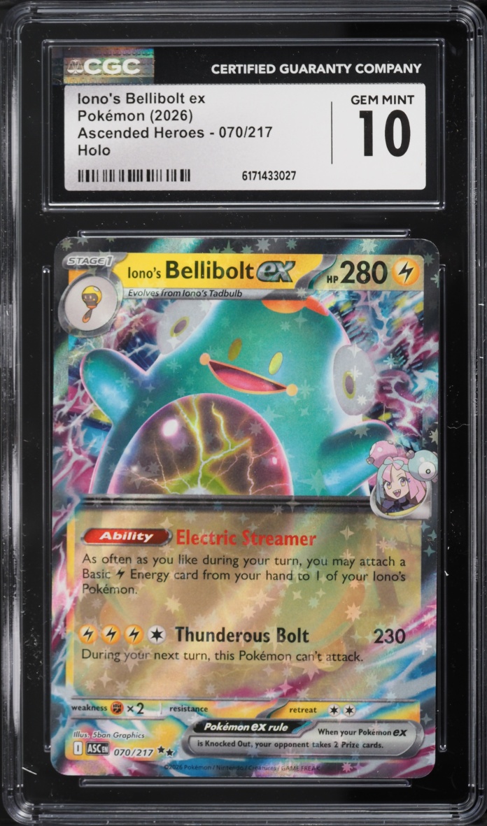2026 Pokemon Mega Evolution Ascended Heroes Holo Iono's Bellibolt EX #70 CGC 10 GEM MINT