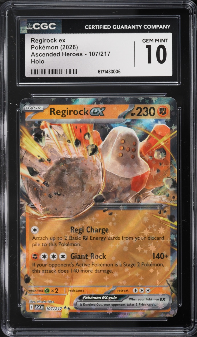 2026 Pokemon Mega Evolution Ascended Heroes Holo Regirock EX #107 CGC 10 GEM MINT