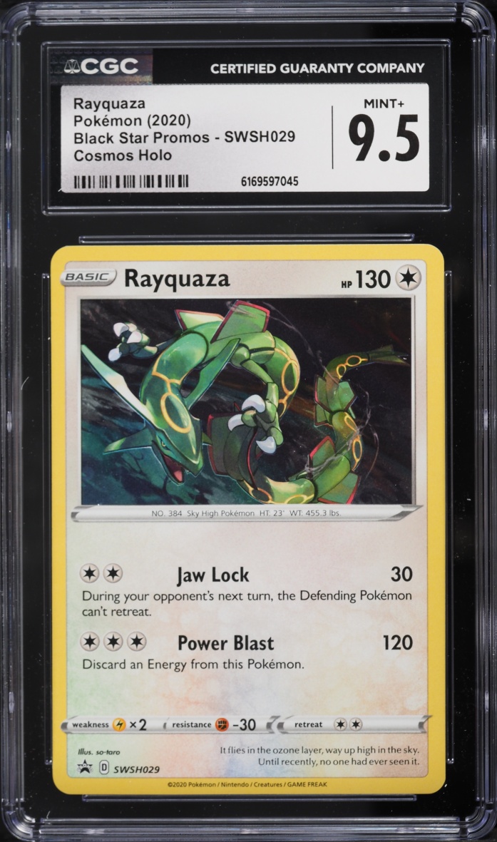 2020 Pokemon Sword & Shield Promo Cosmos Holo Rayquaza #SWSH029 CGC 9.5 MINT+