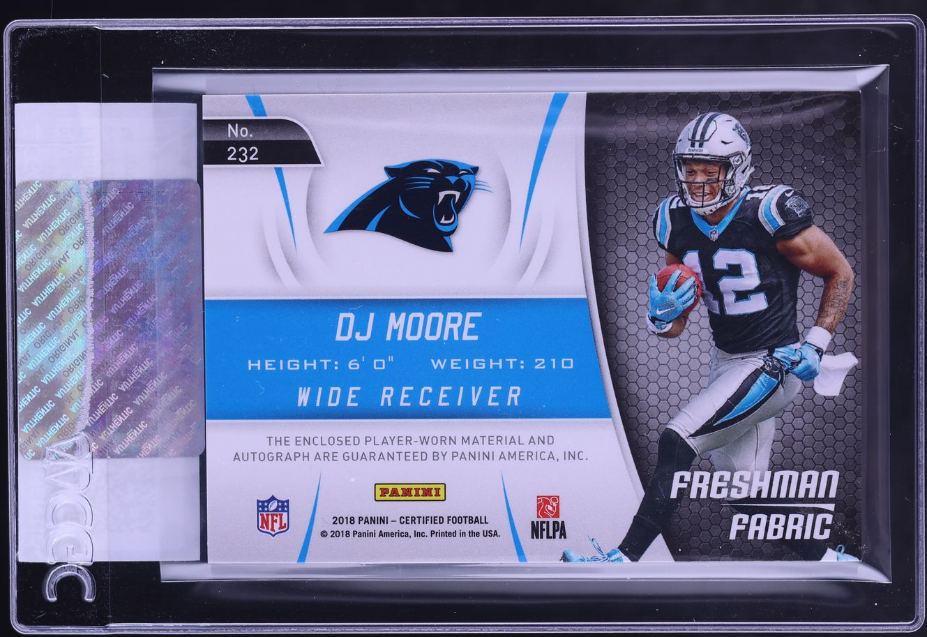 2018 Panini Certified Freshman Fabric Mirror Gold DJ Moore ROOKIE PATCH AUTO /25 #232 CGC AUTH