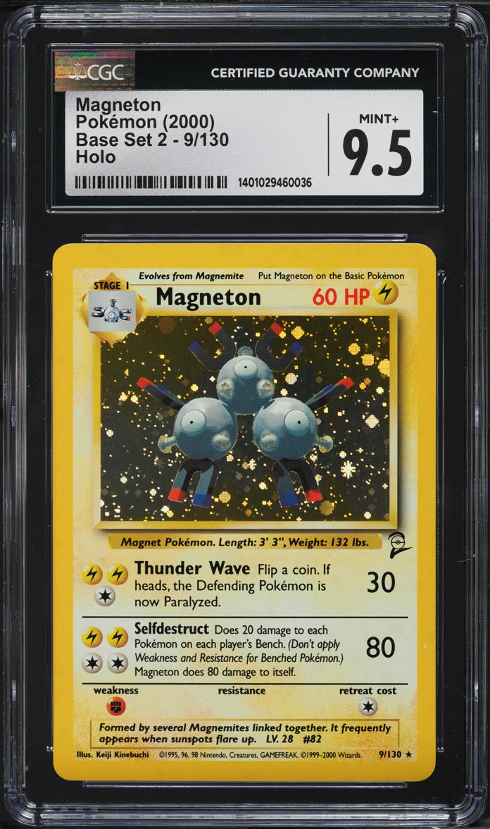 2000 Pokemon Base Set 2 Holo Magneton #9 CGC 9.5 MINT+