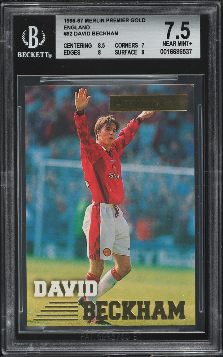 1996 Merlin Premier Gold England David Beckham ROOKIE #92 BGS 7.5 NRMT+