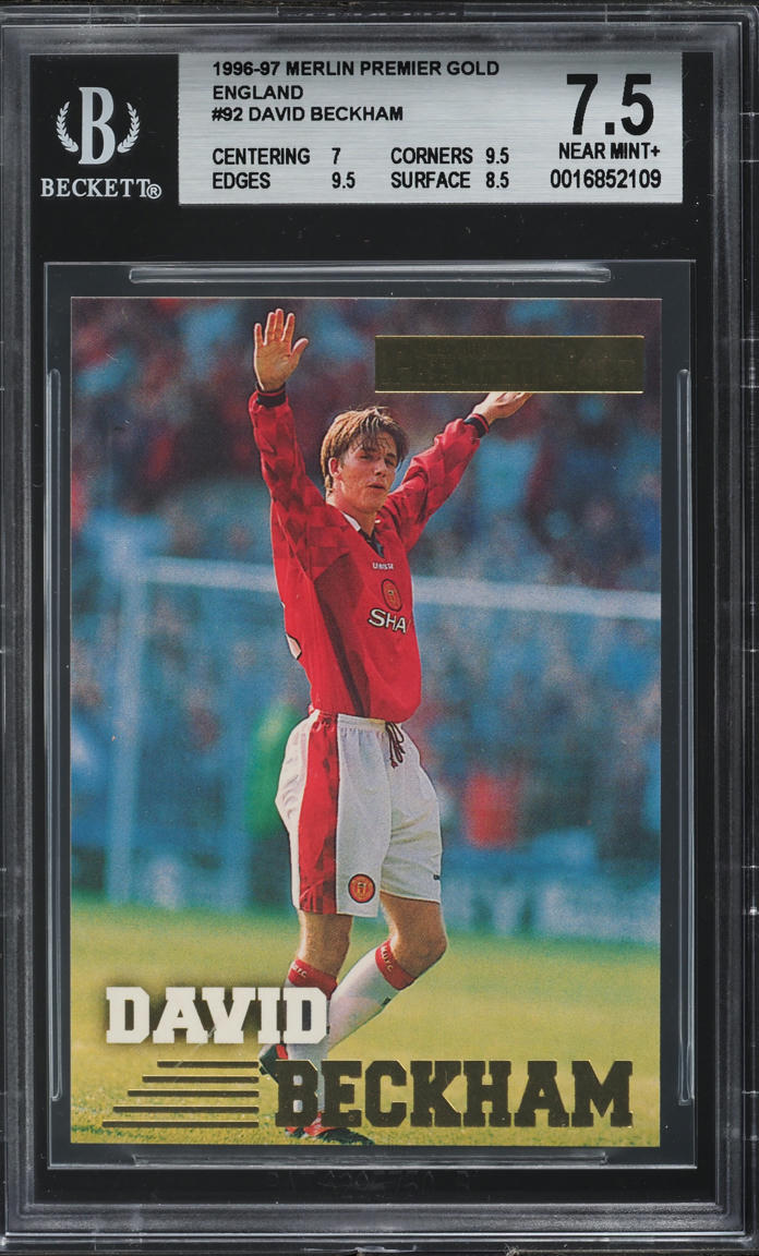 1996 Merlin Premier Gold England David Beckham ROOKIE #92 BGS 7.5 NRMT+
