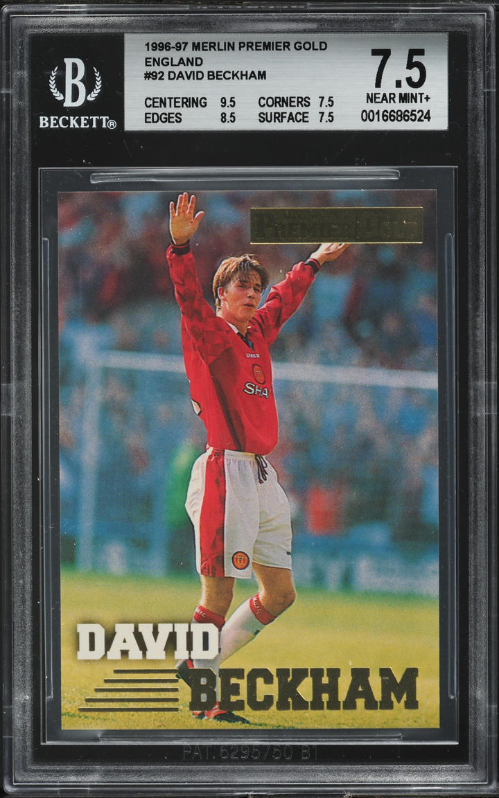 1996 Merlin Premier Gold England David Beckham ROOKIE #92 BGS 7.5 NRMT+