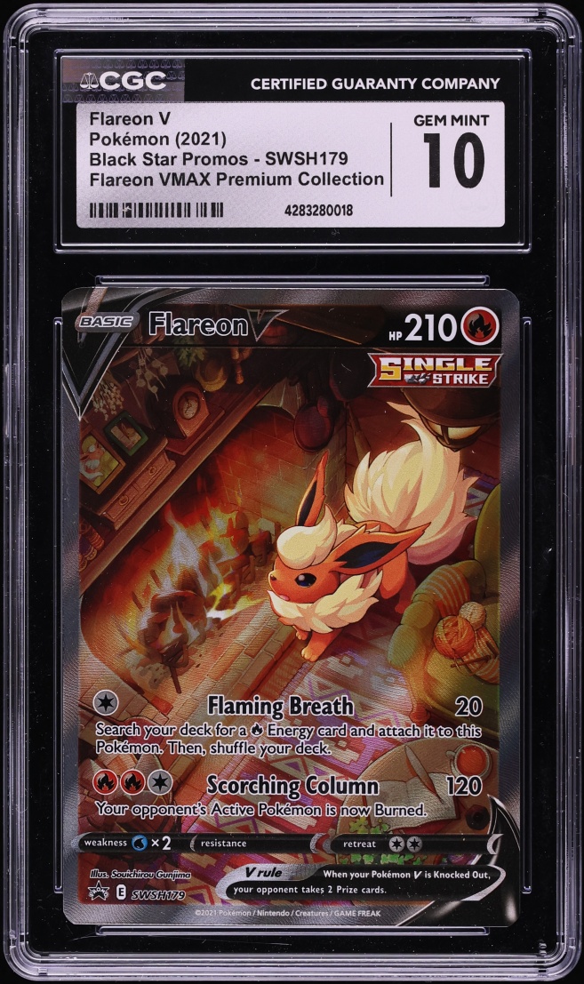 2021 Pokemon Black Star Promos Flareon VMAX Premium Flareon V #SWSH179 CGC 10 GEM MINT