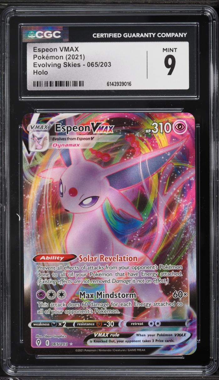 2021 Pokemon Sword & Shield Evolving Skies Full Art Espeon VMAX #65 CGC 9 MINT