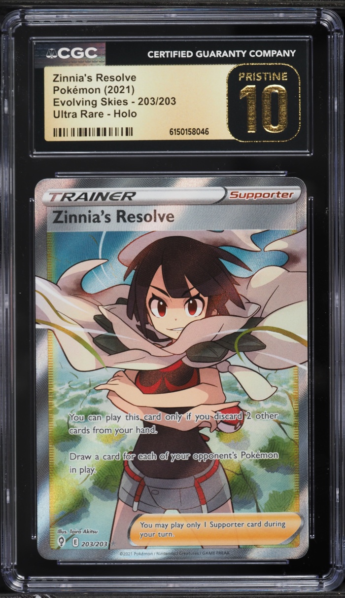 2021 Pokemon Sword & Shield Evolving Skies Full Art Zinnia's Resolve #203 CGC 10 PRISTINE