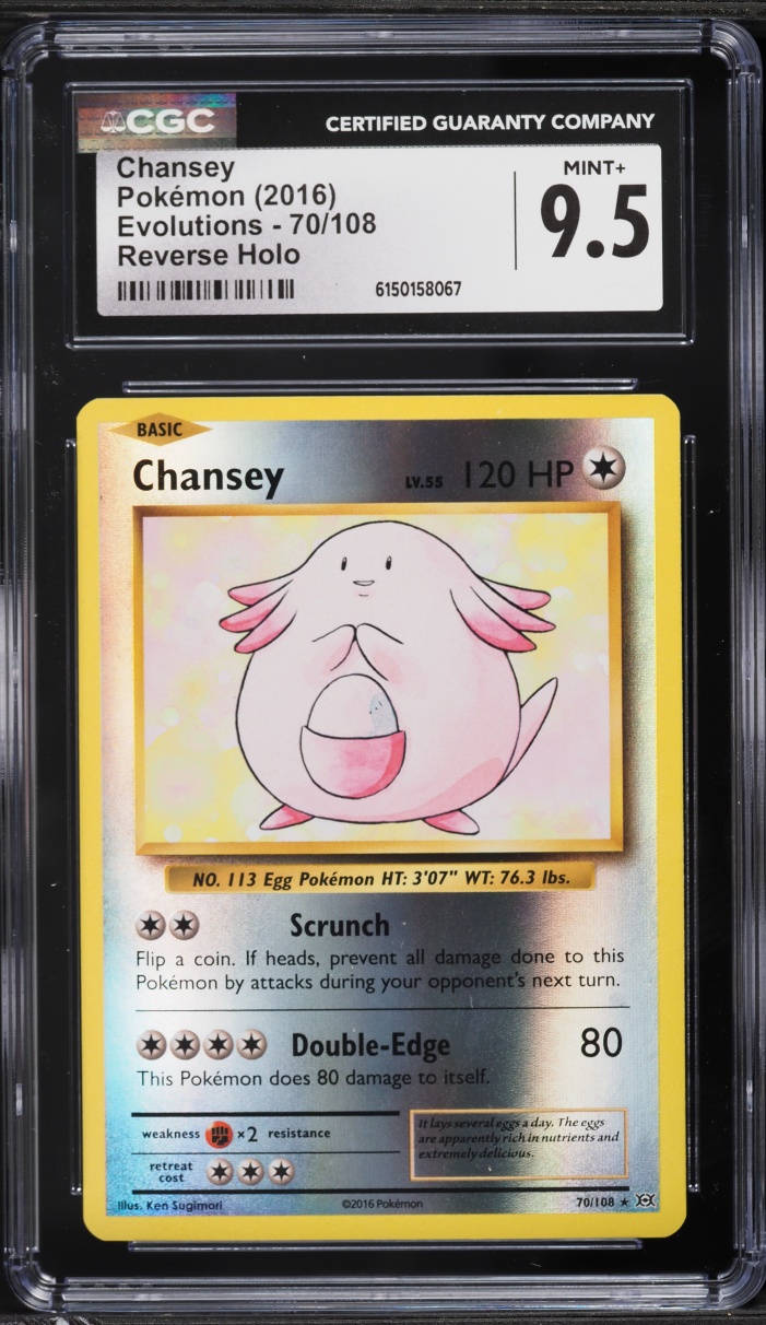 2016 Pokemon XY Evolutions Reverse Holo Chansey #70 CGC 9.5 MINT+