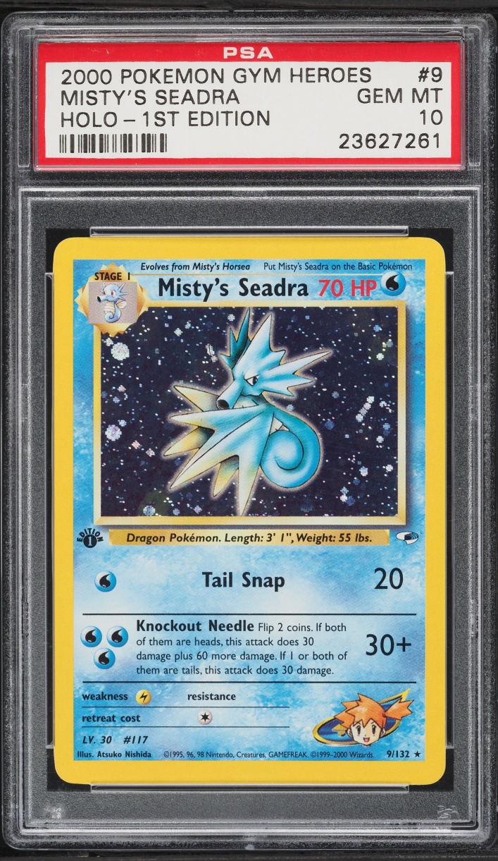 2000 Pokemon Gym Heroes 1st Edition Holo Misty's Seadra #9 PSA 10 GEM MINT