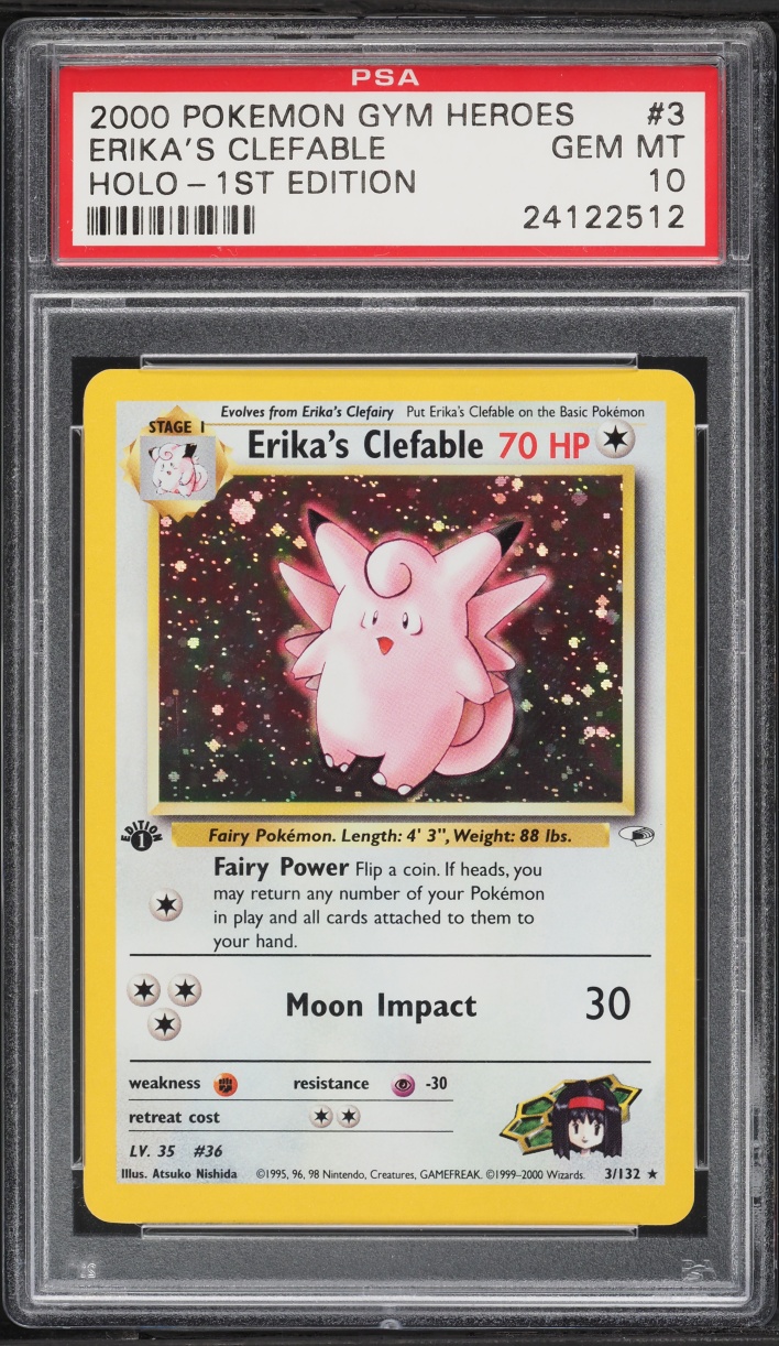 2000 Pokemon Gym Heroes 1st Edition Holo Erika's Clefable #3 PSA 10 GEM MINT