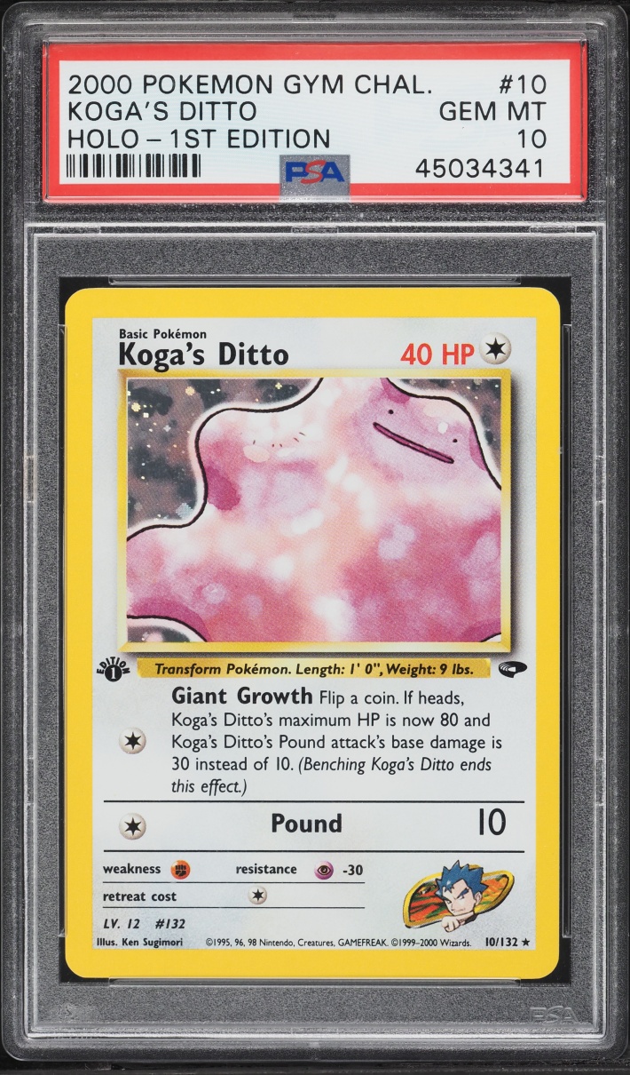 2000 Pokemon Gym Challenge 1st Edition Holo Koga's Ditto #10 PSA 10 GEM MINT