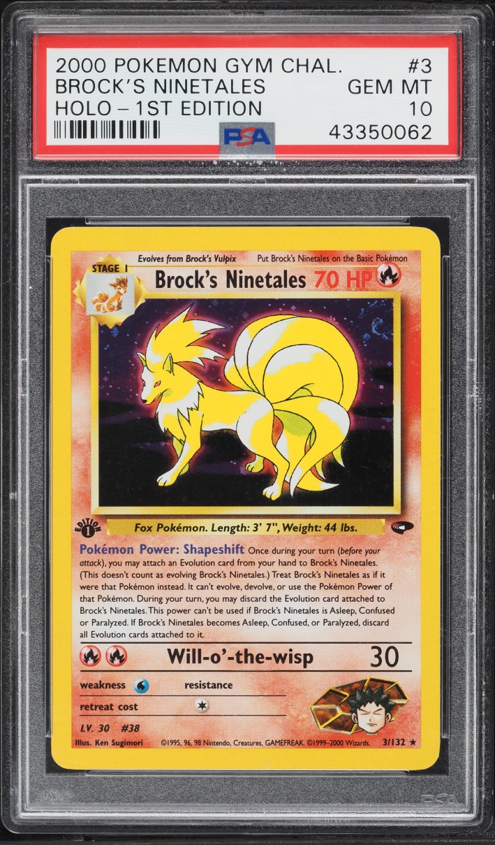 2000 Pokemon Gym Challenge 1st Edition Holo Brock's Ninetales #3 PSA 10 GEM MINT