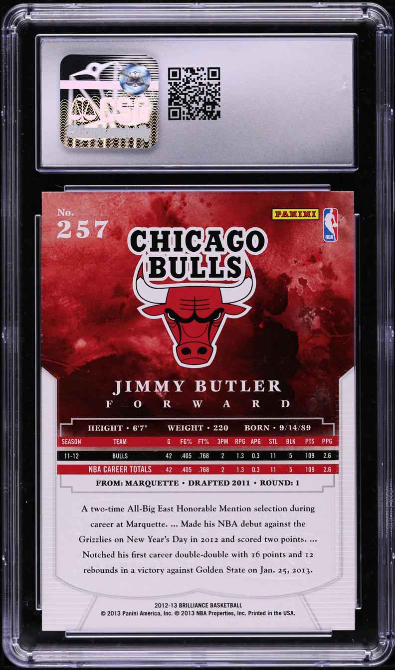 2012 Panini Brilliance Jimmy Butler ROOKIE #257 CSG 9 MINT