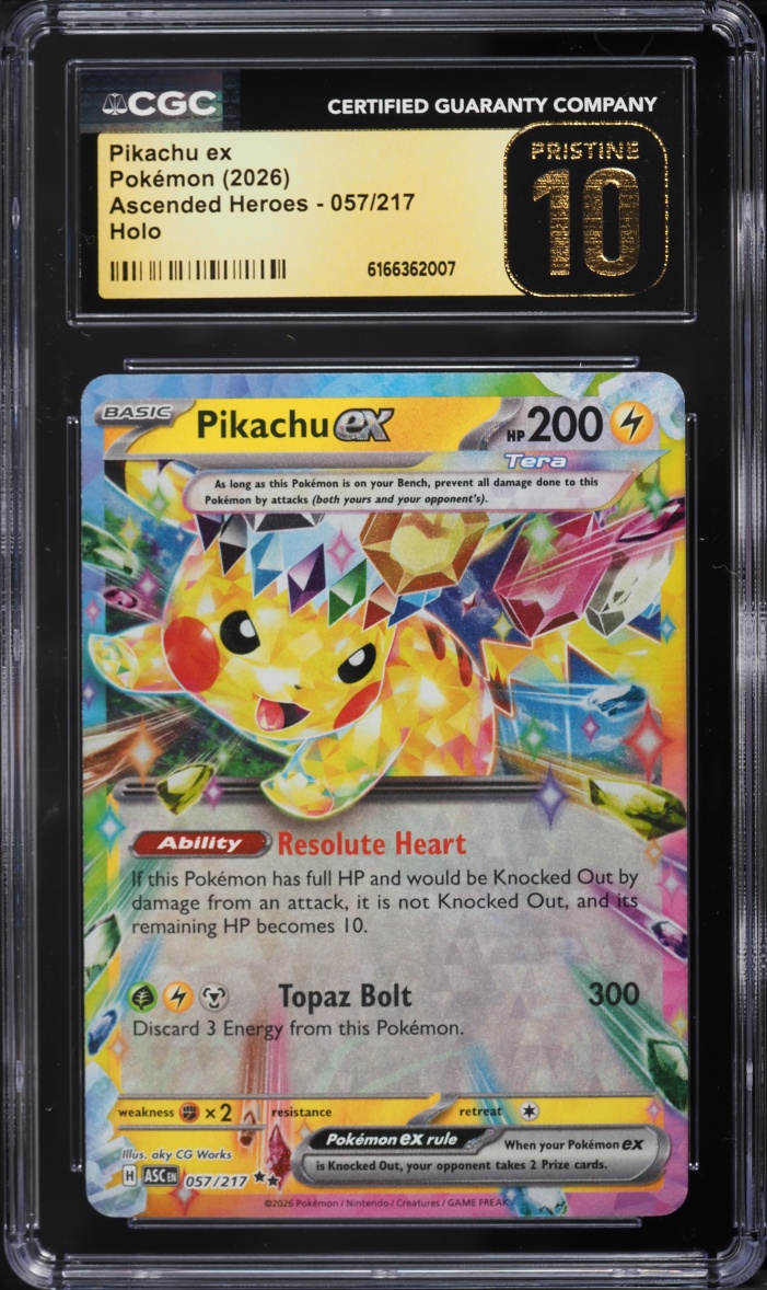 2026 Pokemon Mega Evolution Ascended Heroes Holo Pikachu ex #57 CGC 10 PRISTINE